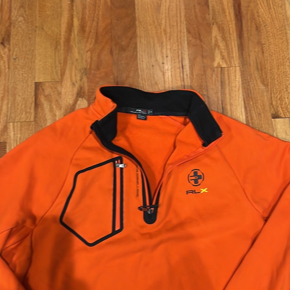 RLX Ralph Lauren Men XL Jersey quarter-zip pullover orange/navy blue - Picture 2 of 5